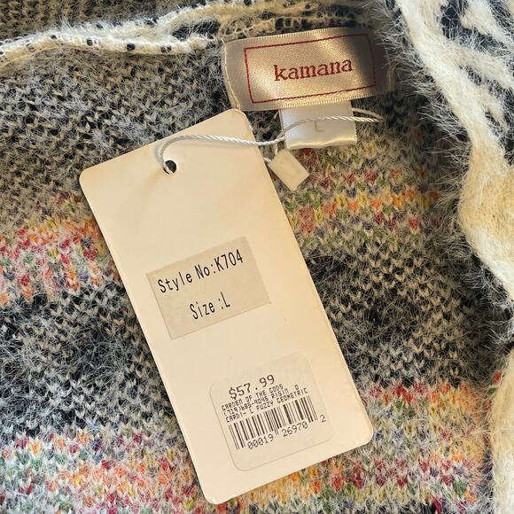 Kamana NEW Southwest Frost Open Cardigan Womens Large Fuzzy Soft Aztec Sweater - Picture 6 of 9